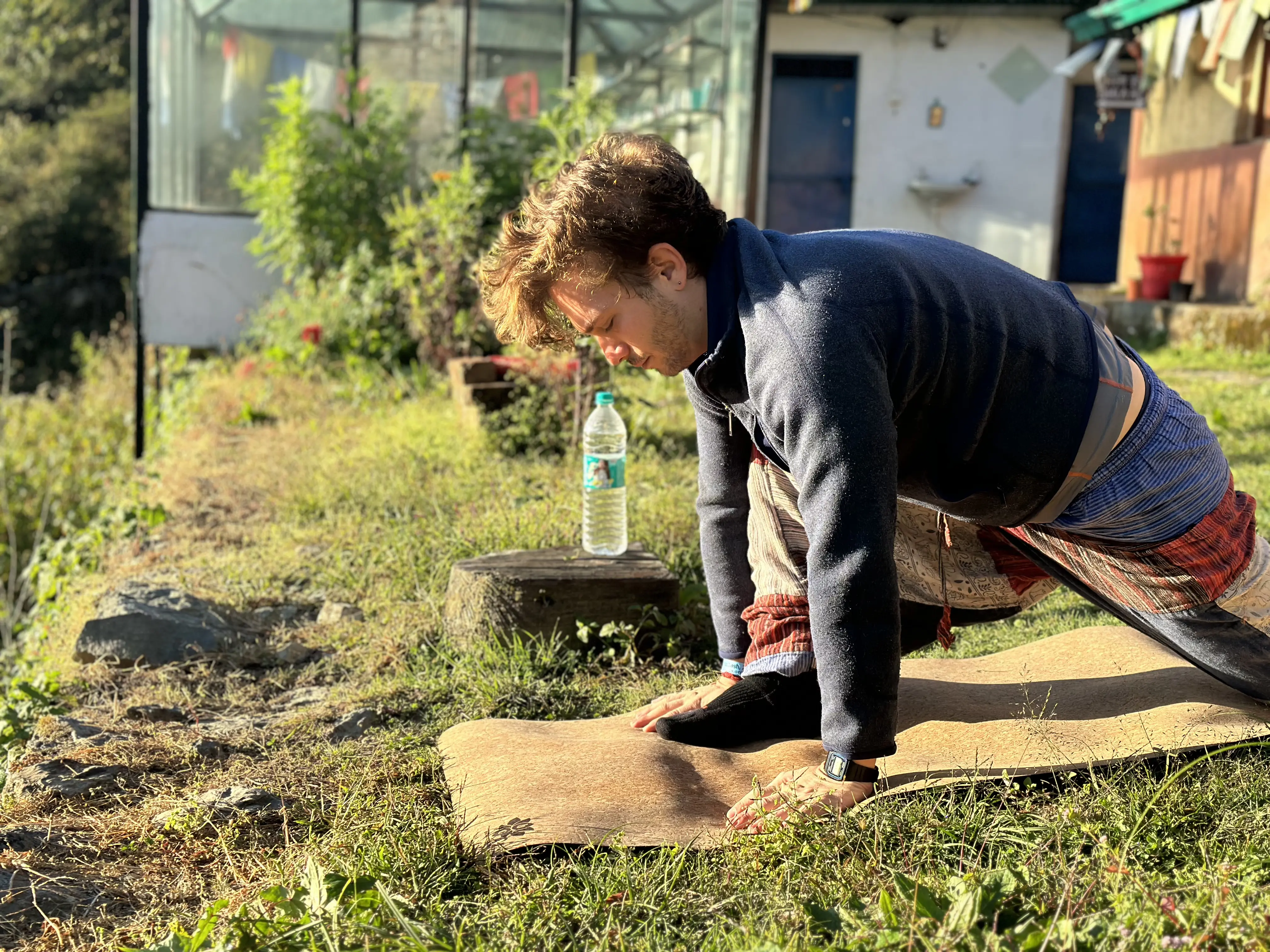 Photo of Michael doing Yoga